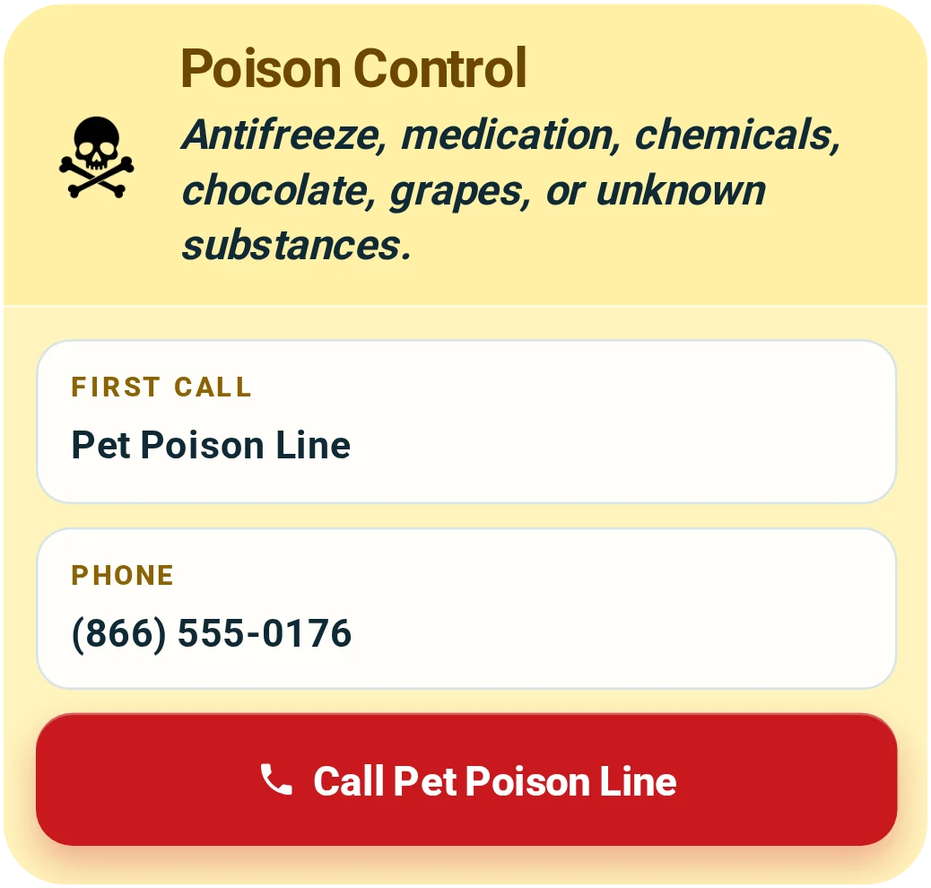 Poison Control card on the dog's website