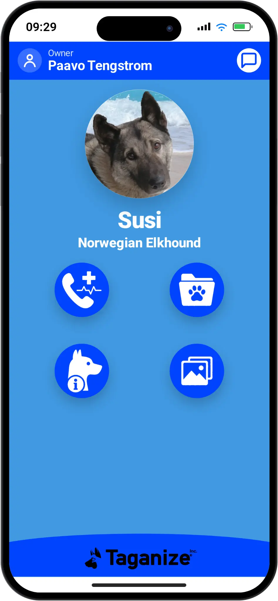 Susi’s website personalized in blue