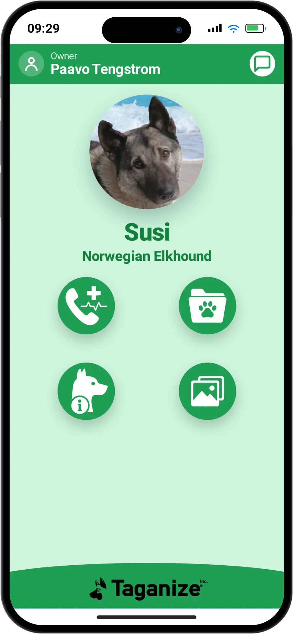 Susi’s website personalized in green
