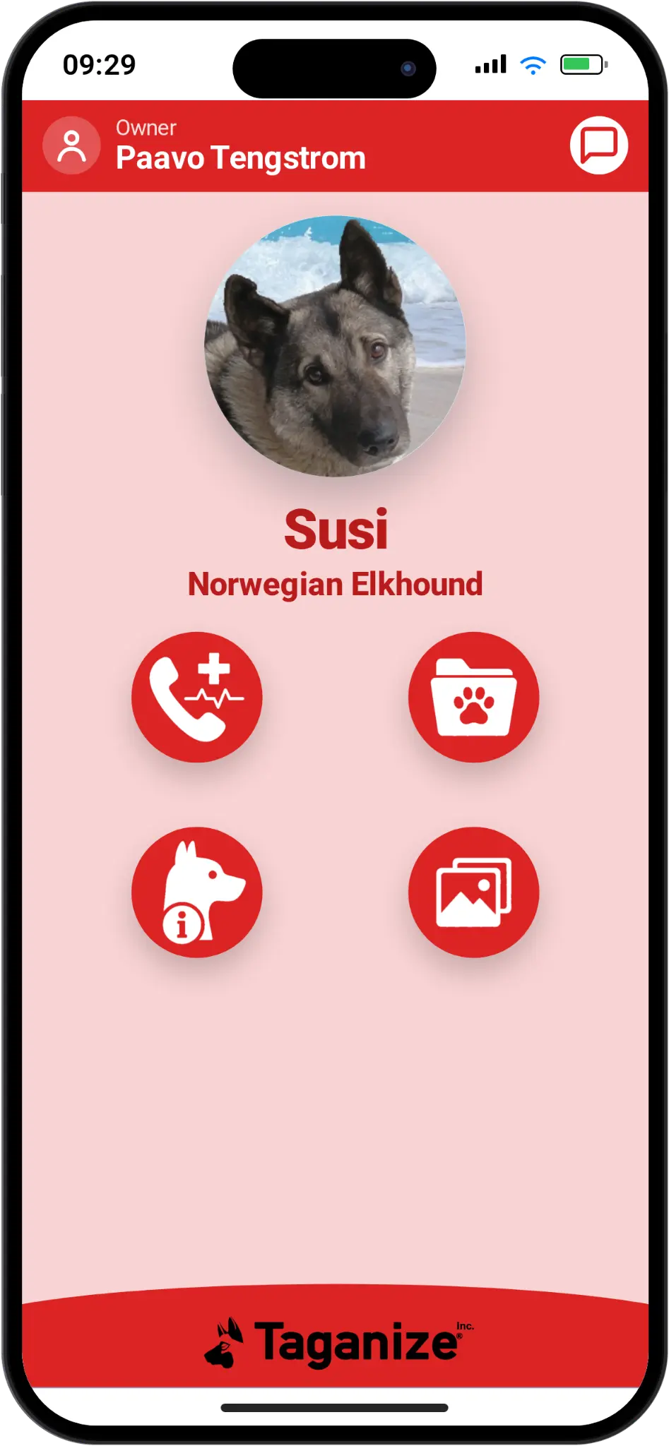 Susi’s website personalized in red